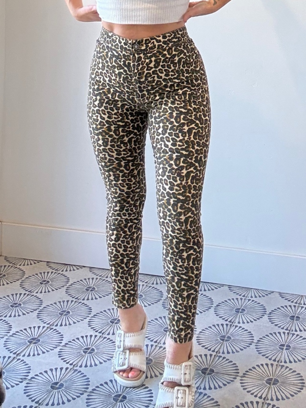 Free People, We The Free Leopard Print Skinny Jeans